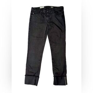 AG Adriano Goldschmied Black The Stevie Cuffed Slim Straight Jeans Size 28 #1985